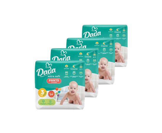 Подгузники Dada Extra Soft 3 Midi (6-11 кг) 136 шт. (4 упаковки по 34 шт) (4820174989613)