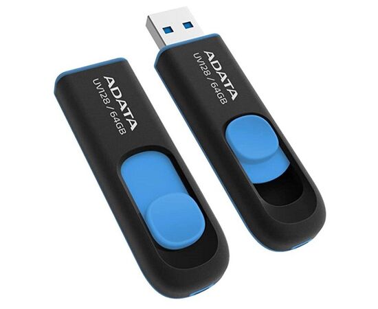 USB флеш накопитель ADATA 64Gb UV128 black-blue USB 3.0 (AUV128-64G-RBE)