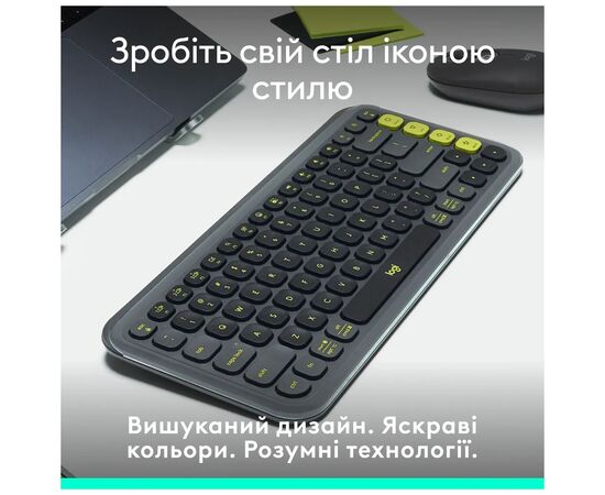 Клавиатура Logitech POP Icon Keys Bluetooth UA Graphite (920-013157), изображение 6 Клавиатура Logitech POP Icon Keys Bluetooth UA Graphite (920-013157), изображение 6