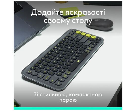Комплект Logitech POP Icon Combo Bluetooth UA Graphite (920-013156), изображение 6 Комплект Logitech POP Icon Combo Bluetooth UA Graphite (920-013156), изображение 6