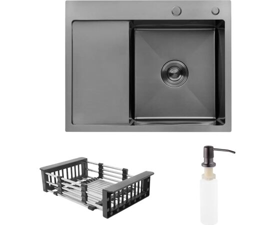 Мойка кухонная Kroner Schwarze-6350RHMPVD (CV031323), изображение 2 Мойка кухонная Kroner Schwarze-6350RHMPVD (CV031323), изображение 2