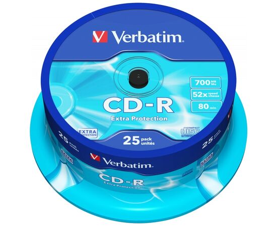 Диск CD Verbatim CD-R 700Mb 52x Cake box 25шт Extra (43432)