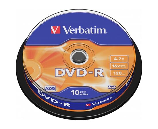 Диск DVD Verbatim 4.7Gb 16X CakeBox 10шт (43523)