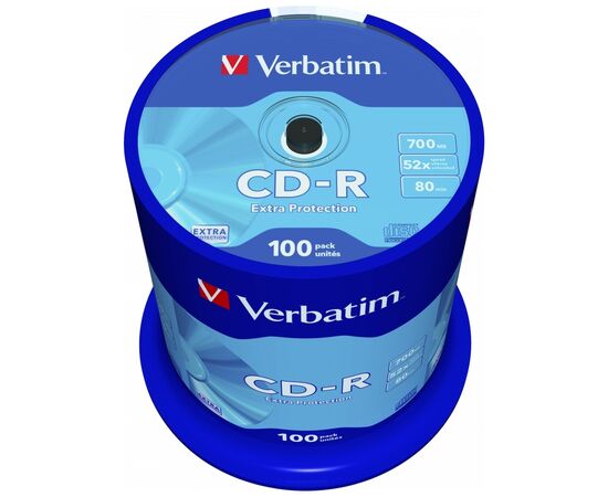 Диск CD Verbatim CD-R 700Mb 52x Cake box 100шт Extra (43411)