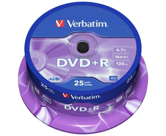 Диск DVD Verbatim 4.7Gb 16X CakeBox 25шт Silver (43500)