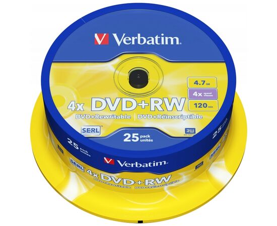 Диск DVD Verbatim 4.7Gb 4x CakeBox 25 шт silver (43489)
