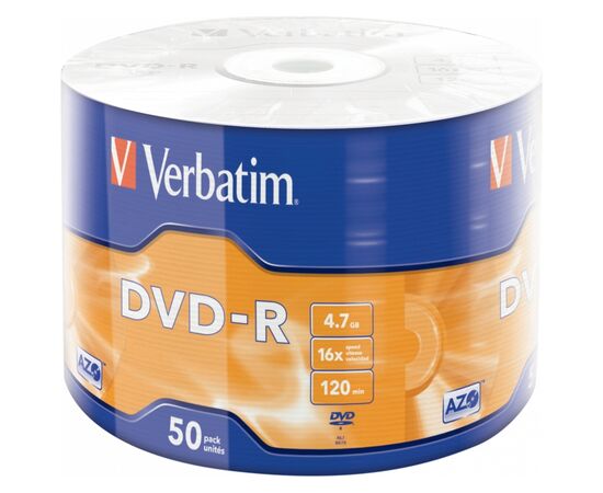 Диск DVD Verbatim 4.7Gb 16X Wrap-box 50шт MATT SILVER (43788)