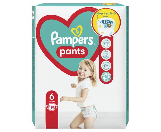 Подгузники Pampers трусики Pants Giant Розмір 6 (14-19 кг) 19 шт (8006540067802), изображение 2