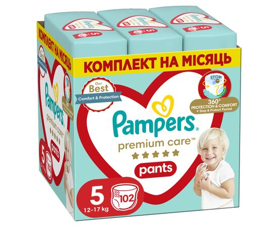 Подгузники Pampers Premium Care Pants Junior Трусики Размер 5 (12-17 кг) 102 шт. (8006540490976)
