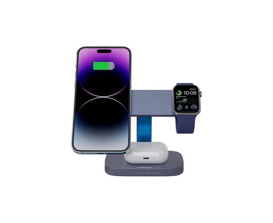 Зарядное устройство Canyon wireless charger HEXAGON WCS-310 3in1 DarkGrey/Blue (CNS-WCS310DGBL), изображение 5 Зарядное устройство Canyon wireless charger HEXAGON WCS-310 3in1 DarkGrey/Blue (CNS-WCS310DGBL), изображение 5