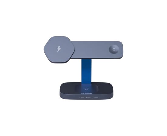 Зарядний пристрій Canyon wireless charger HEXAGON WCS-310 3in1 DarkGrey/Blue (CNS-WCS310DGBL)