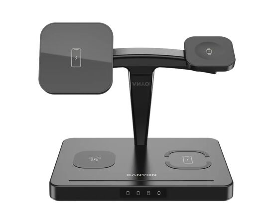 Зарядное устройство Canyon wireless charger WS-404 15W 4in1 Black (CNS-WCS404), изображение 2 Зарядное устройство Canyon wireless charger WS-404 15W 4in1 Black (CNS-WCS404), изображение 2