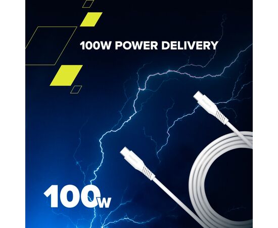 Дата кабель USB-C to USB-C 2.0m CC100SC 100W 2m White Canyon (CNS-CC100SC20W), изображение 3 Дата кабель USB-C to USB-C 2.0m CC100SC 100W 2m White Canyon (CNS-CC100SC20W), изображение 3