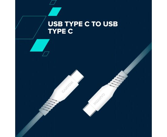 Дата кабель USB-C to USB-C 1.2m CC60SC 60W White Canyon (CNS-CC60SC12W), изображение 2 Дата кабель USB-C to USB-C 1.2m CC60SC 60W White Canyon (CNS-CC60SC12W), изображение 2