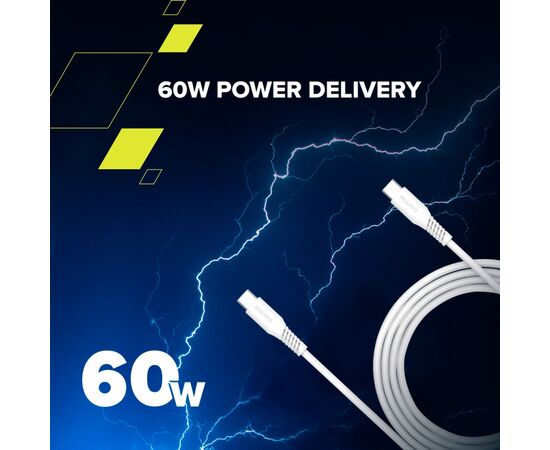Дата кабель USB-C to USB-C 1.2m CC60SC 60W White Canyon (CNS-CC60SC12W), изображение 3 Дата кабель USB-C to USB-C 1.2m CC60SC 60W White Canyon (CNS-CC60SC12W), изображение 3