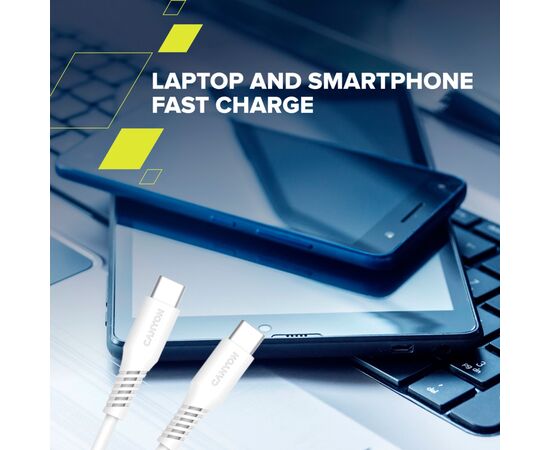 Дата кабель USB-C to USB-C 2.0m CC60SC 60W White Canyon (CNS-CC60SC20W), изображение 5 Дата кабель USB-C to USB-C 2.0m CC60SC 60W White Canyon (CNS-CC60SC20W), изображение 5