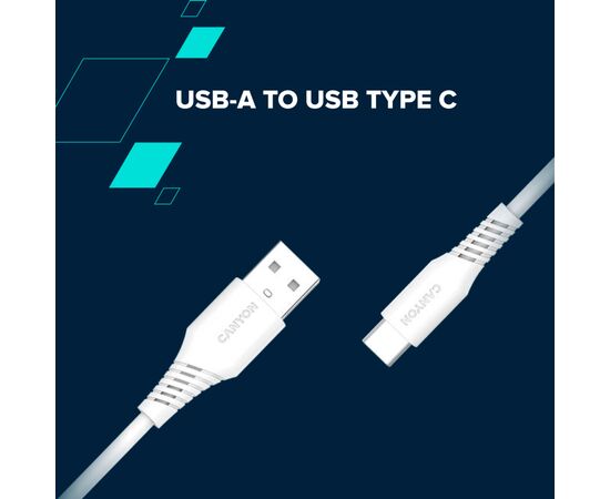 Дата кабель USB 2.0 AM to Type-C 1.2m AC18SC 18W White Canyon (CNS-AC18SC12W), изображение 2 Дата кабель USB 2.0 AM to Type-C 1.2m AC18SC 18W White Canyon (CNS-AC18SC12W), изображение 2