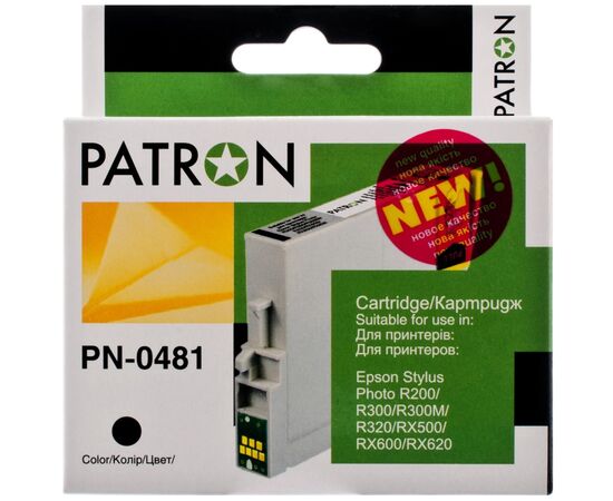 Картридж Patron для EPSON R200/300 BLACK (PN-0481) (CI-EPS-T048140-B-PN)