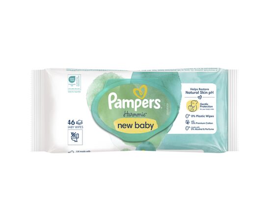 Детские влажные салфетки Pampers Harmonie New baby 46 шт (8006540815885), изображение 2