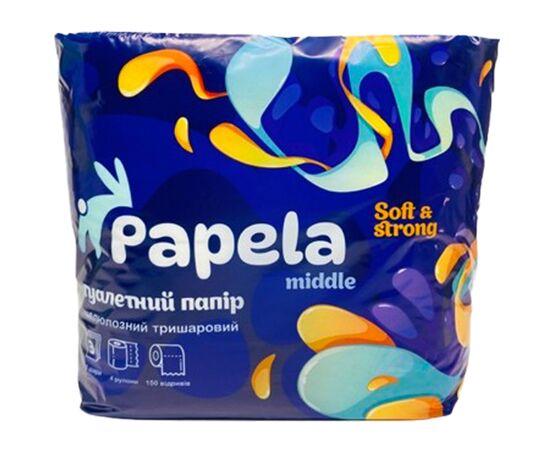 Туалетний папір Papela Middle 3 шари 150 відривів 4 рулони (4820270940037)