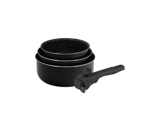 Ківш Bergner Click & cook black, набір зі знімною ручкою 16/18/20 см, 4 предмети (BG-31602-BK)