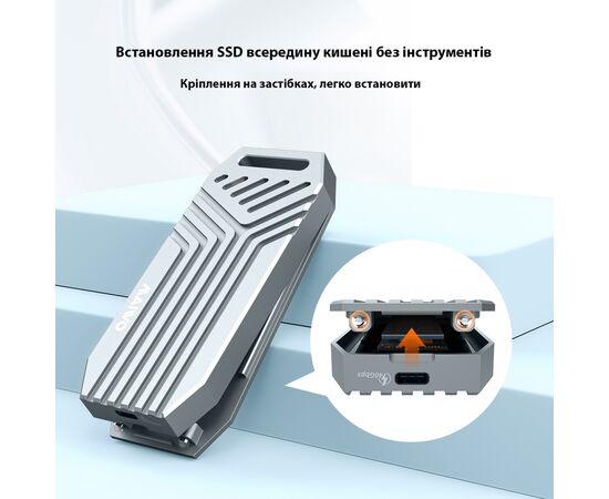 Карман внешний Maiwo M.2 SSD NVMe 2280 ч-з USB4.0 Type-C 40Gbps (K1695), изображение 5 Карман внешний Maiwo M.2 SSD NVMe 2280 ч-з USB4.0 Type-C 40Gbps (K1695), изображение 5
