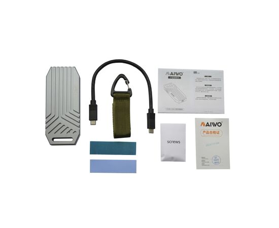 Карман внешний Maiwo M.2 SSD NVMe 2280 ч-з USB4.0 Type-C 40Gbps (K1695), изображение 9 Карман внешний Maiwo M.2 SSD NVMe 2280 ч-з USB4.0 Type-C 40Gbps (K1695), изображение 9