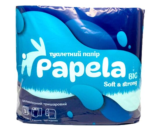 Туалетная бумага Papela Big 3 слоя 200 отрывов 4 рулона (4820270940013)