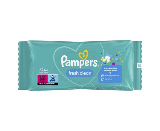 Детские влажные салфетки Pampers Fresh Clean 52 шт (8001841041360), изображение 2 Детские влажные салфетки Pampers Fresh Clean 52 шт (8001841041360), изображение 2