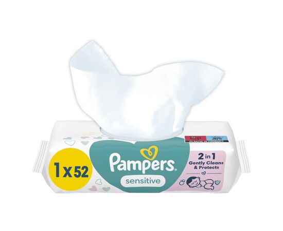 Дитячі вологі серветки Pampers Sensitive 52 шт (8001841041391)
