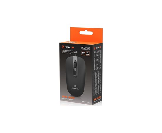 Мишка REAL-EL RM-222 USB Black/Gray (EL123200040), зображення 9 Мишка REAL-EL RM-222 USB Black/Gray (EL123200040), зображення 9