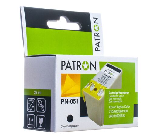 Картридж Patron для EPSON Stylus Color 740/760/800/850/860/1160(PN-051)BLACK (CI-EPS-T051150-B-PN)