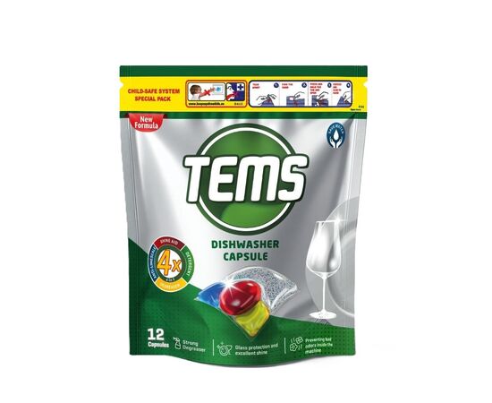 Таблетки для посудомоечных машин Tems 4 в 1 12 шт. (8697916021148)