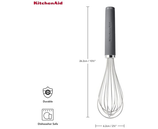 Венчик KitchenAid Coreline 26,2 см сірий (KAS060OHCGG), изображение 5 Венчик KitchenAid Coreline 26,2 см сірий (KAS060OHCGG), изображение 5