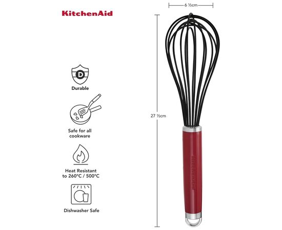 Венчик KitchenAid Coreline 27 см червоний (KAG0640OHERE), изображение 3 Венчик KitchenAid Coreline 27 см червоний (KAG0640OHERE), изображение 3