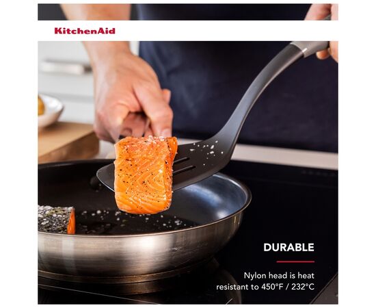 Лопатка кухонна KitchenAid Coreline з прорізами, 34,3 см, сірий (KAS002OHCGG), зображення 5 Лопатка кухонна KitchenAid Coreline з прорізами, 34,3 см, сірий (KAS002OHCGG), зображення 5