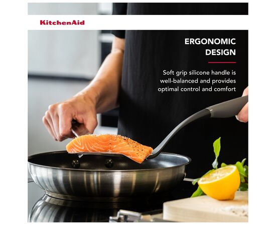 Лопатка кухонна KitchenAid Coreline з прорізами, 34,3 см, сірий (KAS002OHCGG), зображення 6 Лопатка кухонна KitchenAid Coreline з прорізами, 34,3 см, сірий (KAS002OHCGG), зображення 6