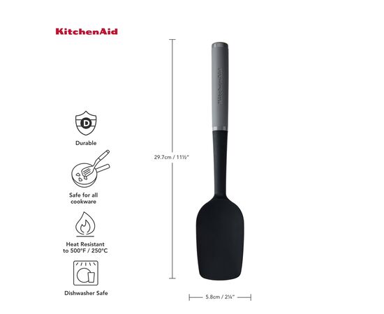 Лопатка кухонна KitchenAid Coreline силіконова, 34 см, сірий (KAS030OHCGG), зображення 7 Лопатка кухонна KitchenAid Coreline силіконова, 34 см, сірий (KAS030OHCGG), зображення 7