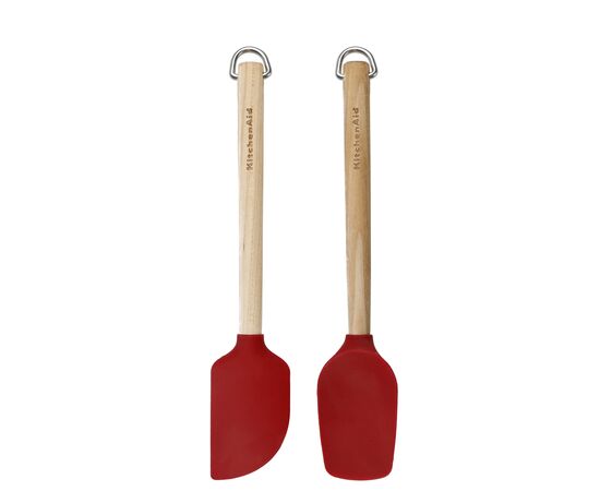 Лопатка кухонна KitchenAid Coreline для тіста, Набір 2 шт, 23,5 см, береза, червоний (KQR750OHERE)