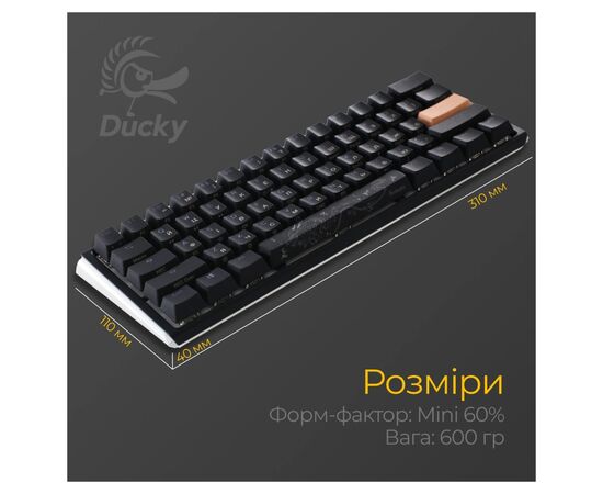 Клавіатура Ducky One 3 Mini Cherry MX Silent Red RGB UA USB Black (DKON2161ST-SUAPXCLAWSC1), зображення 11 Клавіатура Ducky One 3 Mini Cherry MX Silent Red RGB UA USB Black (DKON2161ST-SUAPXCLAWSC1), зображення 11