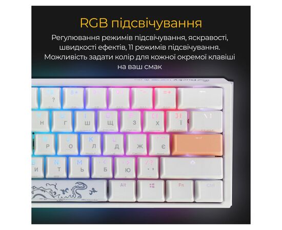 Клавіатура Ducky One 3 Mini Cherry MX Silent Red RGB UA USB White (DKON2161ST-SUAPXPWWWSC1), зображення 3 Клавіатура Ducky One 3 Mini Cherry MX Silent Red RGB UA USB White (DKON2161ST-SUAPXPWWWSC1), зображення 3