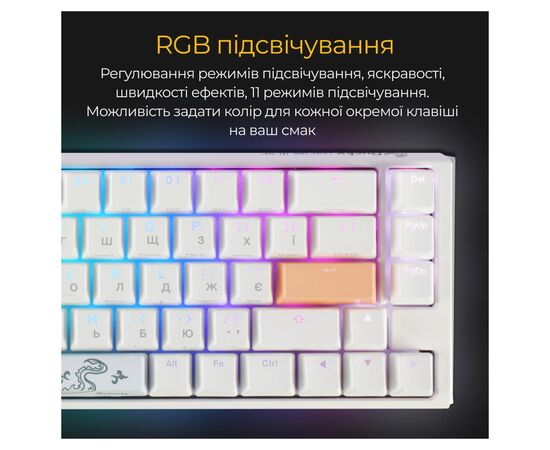 Клавиатура Ducky One 3 SF Cherry MX Brown RGB UA USB White (DKON2167ST-BUAPXPWWWSC1), изображение 3 Клавиатура Ducky One 3 SF Cherry MX Brown RGB UA USB White (DKON2167ST-BUAPXPWWWSC1), изображение 3