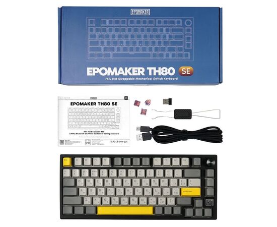 Клавіатура Epomaker TH80 SE 75 Flamingo Switch Hot-Swap RGB Wireless/Bluetooth/USB UA Black (TH80-SE-B-F), зображення 12 Клавіатура Epomaker TH80 SE 75 Flamingo Switch Hot-Swap RGB Wireless/Bluetooth/USB UA Black (TH80-SE-B-F), зображення 12