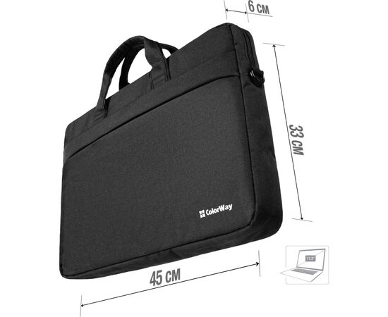 Сумка для ноутбука ColorWay 17.3" Modern Black (CW-LBM173-BK), изображение 5 Сумка для ноутбука ColorWay 17.3" Modern Black (CW-LBM173-BK), изображение 5