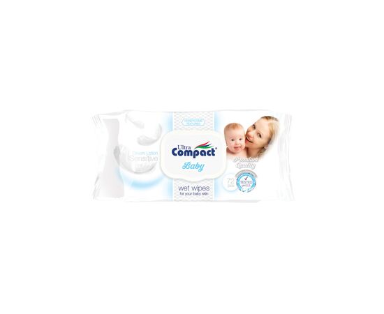 Дитячі вологі серветки Ultra Compact Sensitive з клапаном 2 пачки по 72 шт (2000064264514)