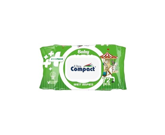 Детские влажные салфетки Ultra Compact Ecopack з клапаном 3 пачки по 72 шт. (2000064264545)