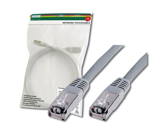 Патч-корд Digitus 5м, cat.5e, SF-UTP, AWG 26/7, gray (DK-1531-050)