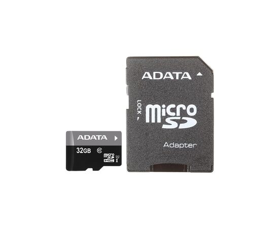 Карта памяти ADATA 32Gb microSDHC Ultra UHS-I +SD адаптер Class 10 (AUSDH32GUICL10-RA1)