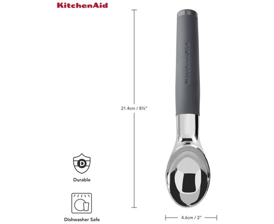 Ложка для мороженого KitchenAid Coreline, 21,6 см, сіра (KAS117OHCGG), изображение 5 Ложка для мороженого KitchenAid Coreline, 21,6 см, сіра (KAS117OHCGG), изображение 5