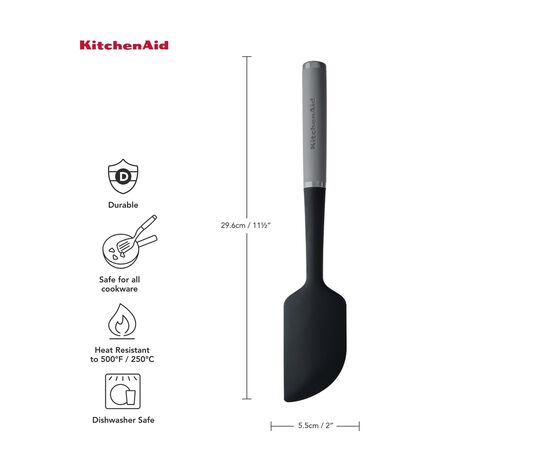 Лопатка кухонная KitchenAid Coreline для тіста, 30 см, сірий (KAS031OHCGG), изображение 5 Лопатка кухонная KitchenAid Coreline для тіста, 30 см, сірий (KAS031OHCGG), изображение 5